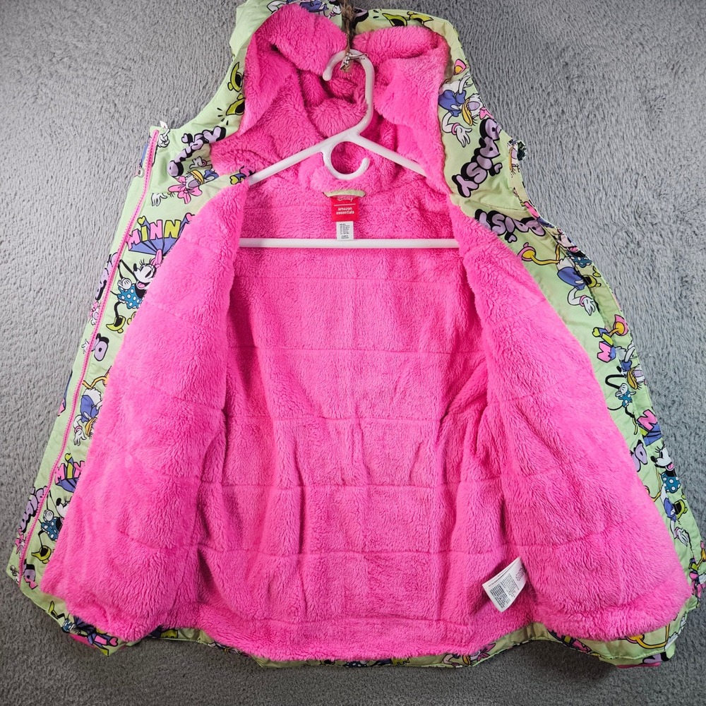 NEW Disney Minnie Mouse Daisy Duck Girls Hooded Jacket Light Green Pink XL 10 Yr - Picture 5 of 12